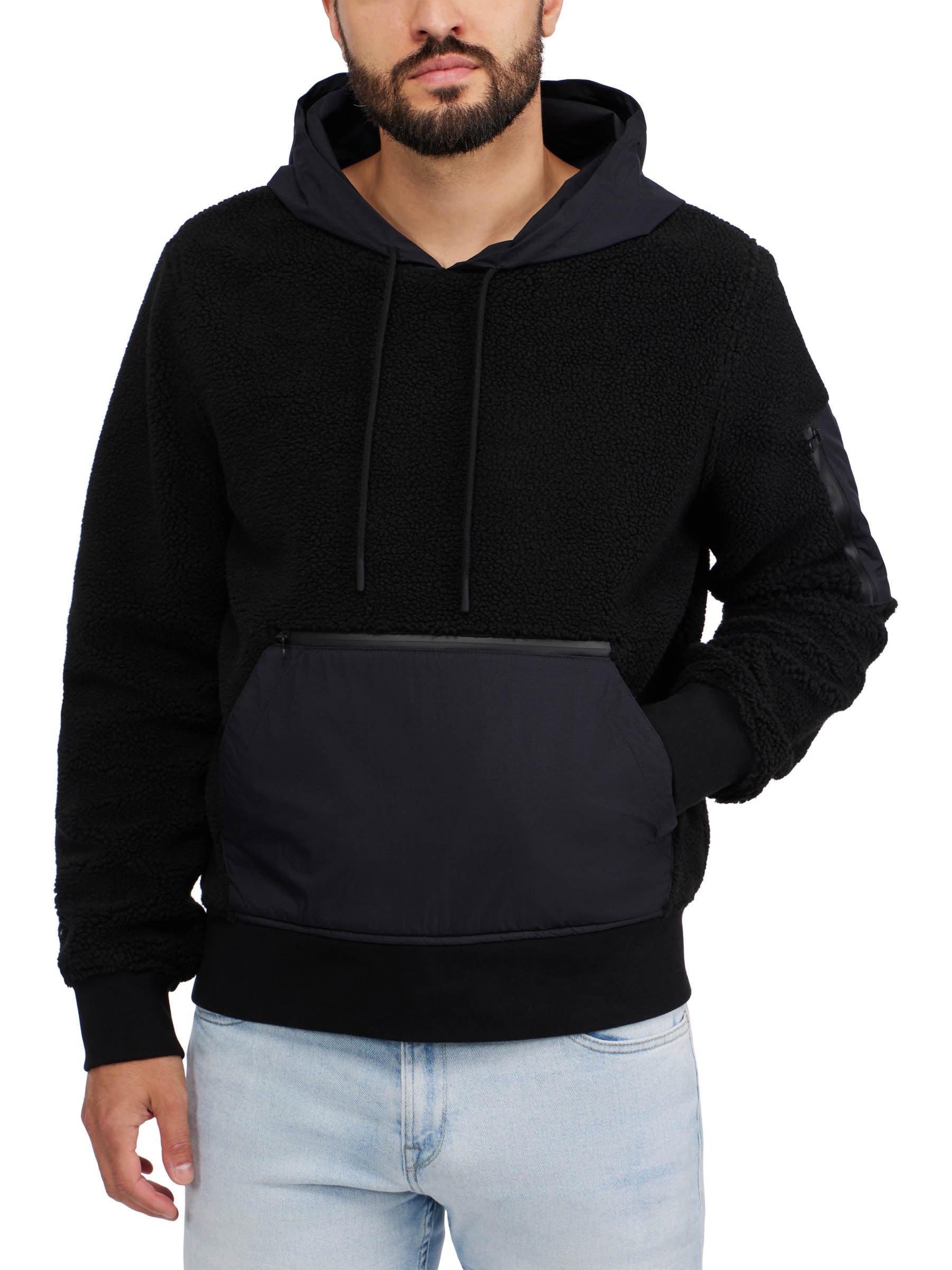 Mens sherpa hoodie pullover best sale