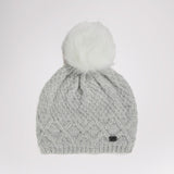 Cold Women's Knit Hat with Faux Fur Pompom