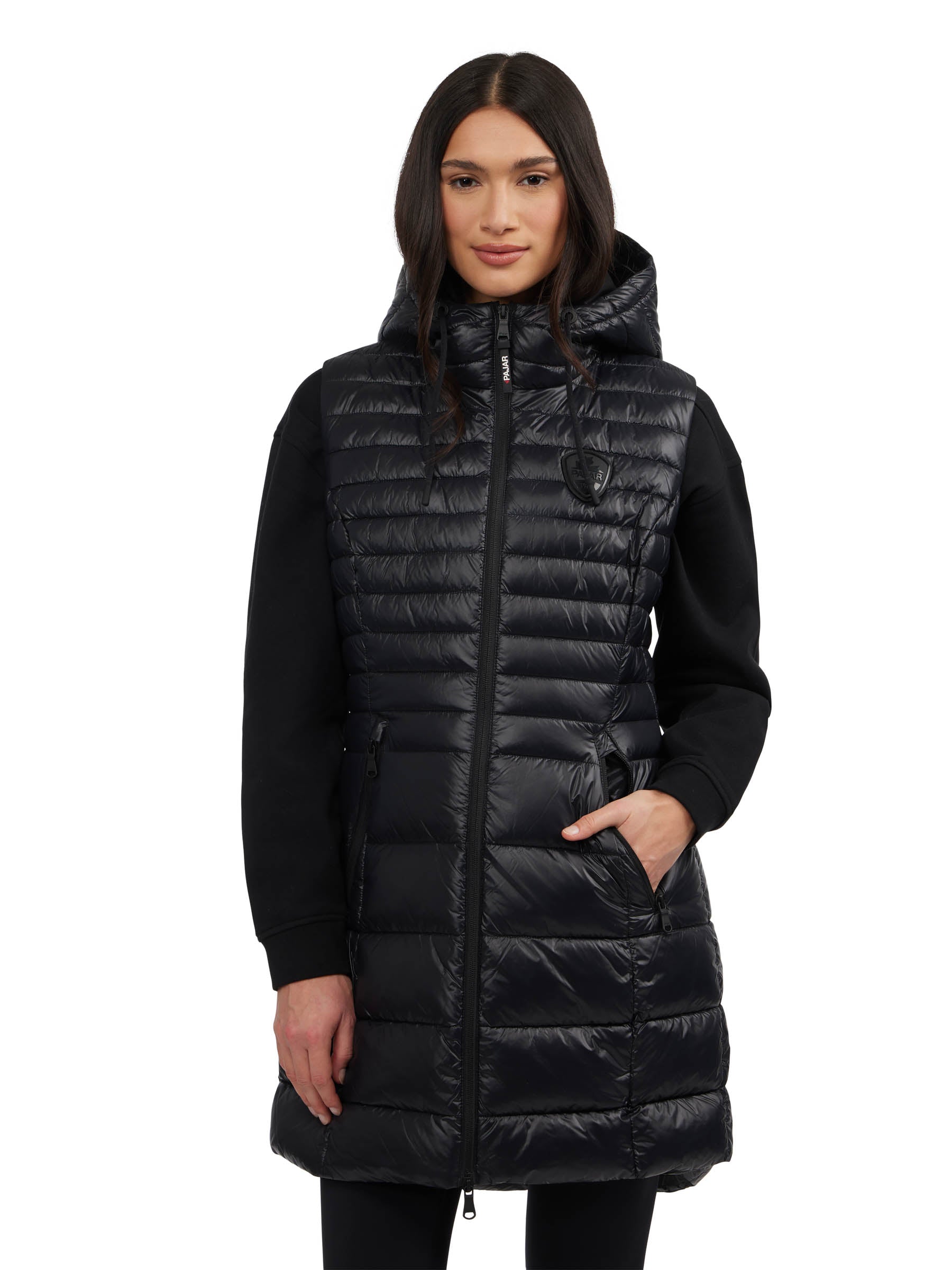 Keiko Women's Mid-Length Puffer Vest Black - Main Image