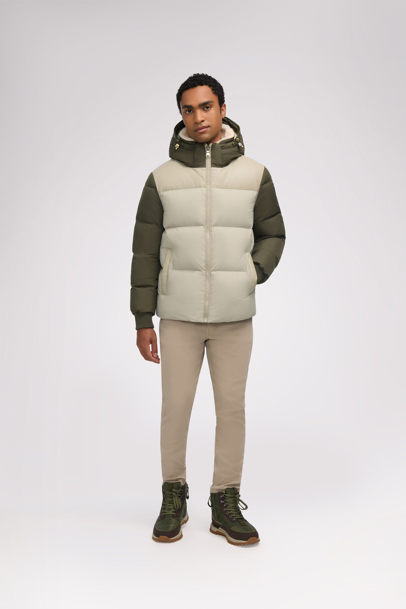 Rigel Men's Mixed Media Faux Shearling Puffer